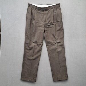 Brooks Brothers 346 Madison Fit Mens 36x32 Pleated Wool Blend Dress Pants Brown